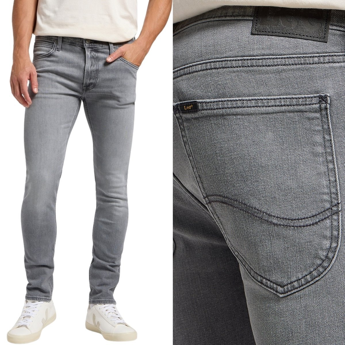 Lee LUKE slim New Grey mocno zwężane szare spodnie jeansowe W36 L34