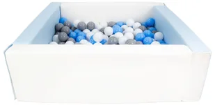 Kwadratowy suchy basen z ekoskóry z 200 piłeczkami (biały, niebieski (pastel)/biały, jasnoniebieski, szary) - Suche baseny - miniaturka - grafika 1