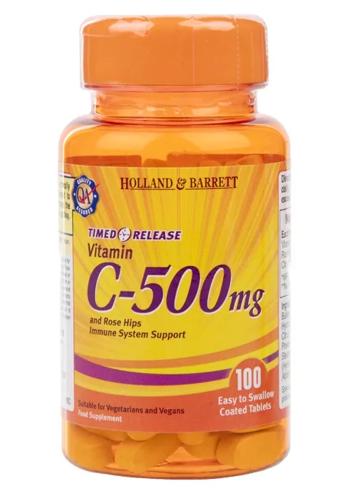 HOLLAND & BARRETT Witamina C 500 mg z Bioflawonoidami o przedłużonym uwalnianiu HOLLAND&BARRETT, 100 tabletek