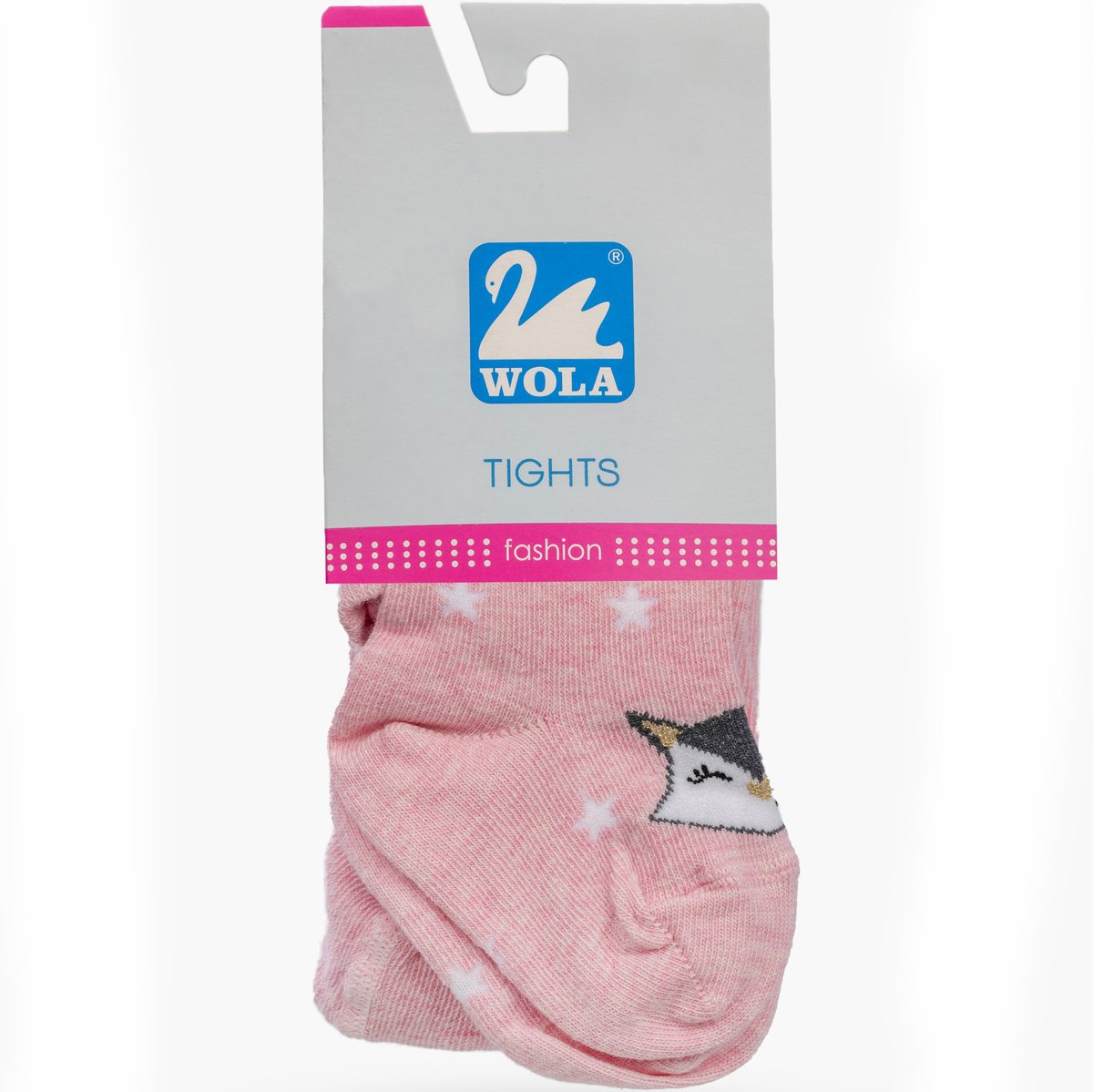Rajstopy Dziecięce Bawełniane Rajtuzy Elastyczne Ze Wzorem WOLA Różowe Różowy 56-62