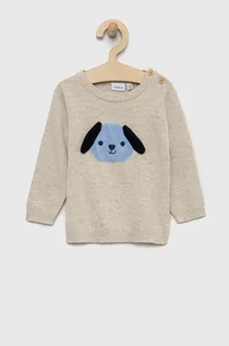 Swetry dla chłopców - Name it sweter bawełniany niemowlęcy kolor beżowy lekki - Name It - grafika 1