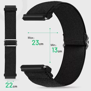 Pasek elastyczny Uniwersalny nylonowy Alogy Nylon opaska do zegarka Smartwatcha 22mm Czarny - Akcesoria do smartwatchy - miniaturka - grafika 3
