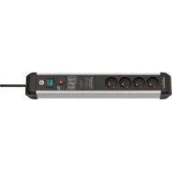 Inne akcesoria elektryczne - Listwa przeciwprzepięciowa Premium Protect line 4 gniazda 3m czarno/srebrna Brennenstuhl 1391014400 - miniaturka - grafika 1