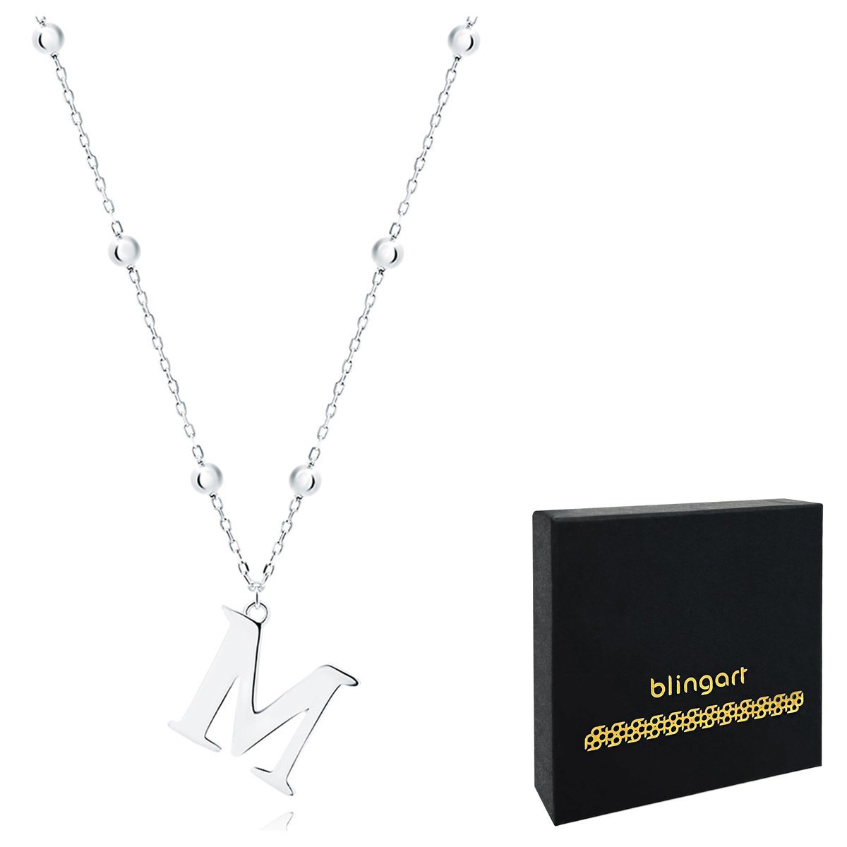 Srebrny naszyjnik literka M srebro 925