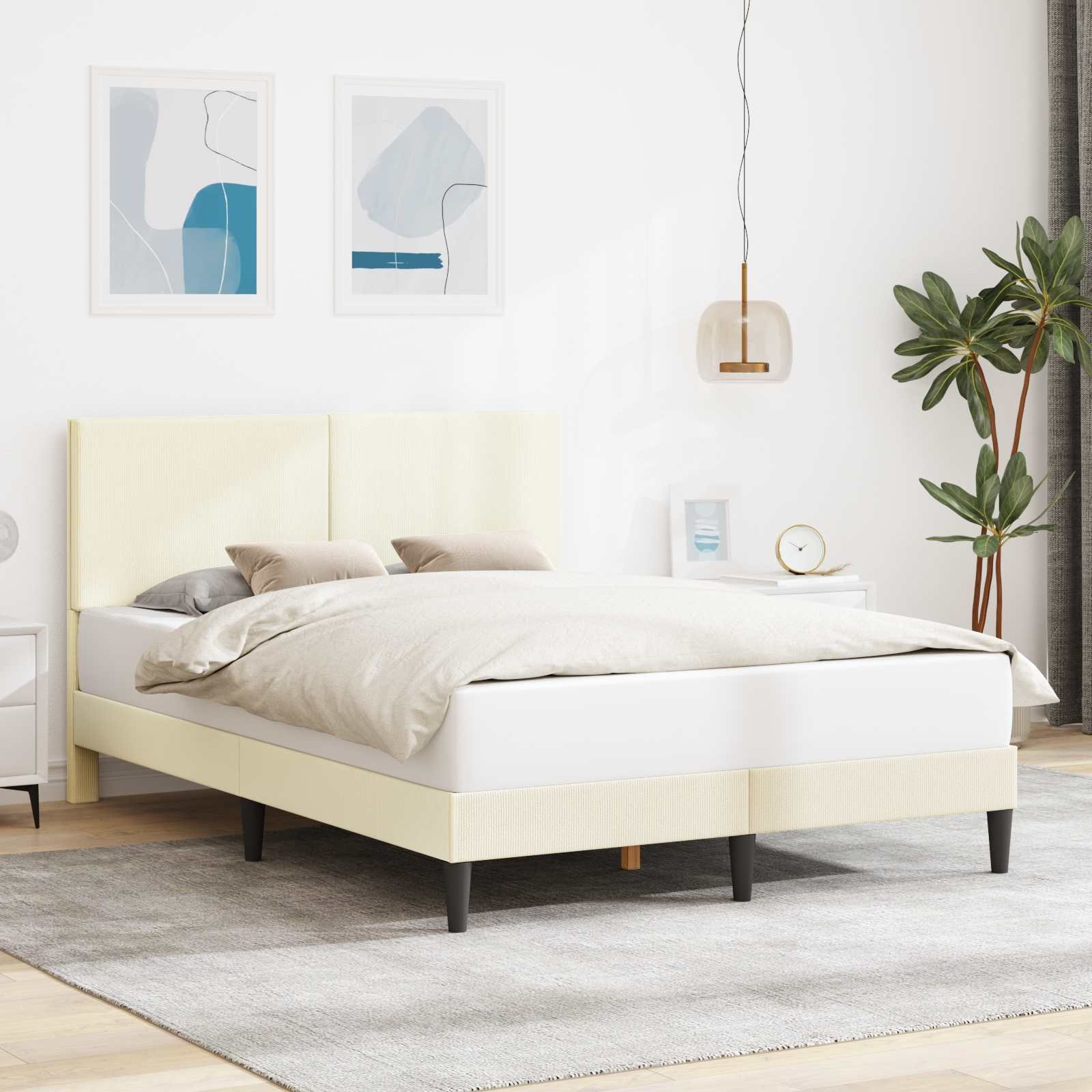 vidaXL vidaXL Ramka łóżka kremowy 120 x 200 cm Tkanina sztruksowa