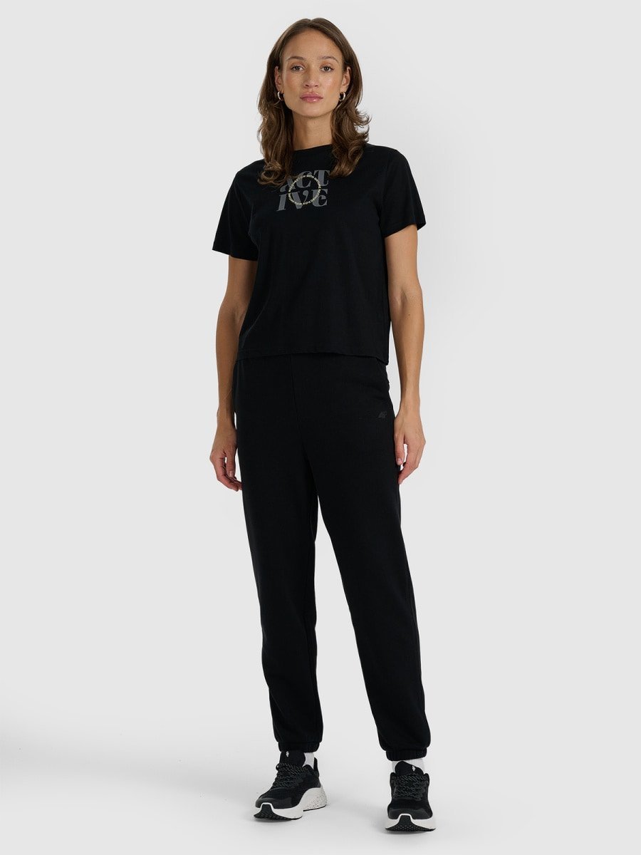Spodnie dresowe joggery damskie 4F 4FRAW25TTROF1613-20S Czarny M