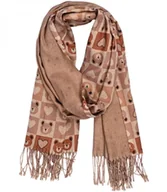 Apaszki i szaliki damskie - Ciepły stylowy szal szalik wzór w misie błyszcząca nitka miękki 180x70 cm - miniaturka - grafika 1