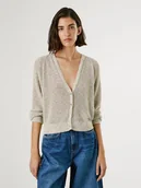 Swetry damskie - Pepe Jeans Kardigan "Claire" w kolorze szaro-lawendowo-żółtym - miniaturka - grafika 1