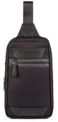 Teczki i aktówki - Piquadro, Trakai, Leather & Fabric, Mono Sling, Textile Crossbody Bag, Black, 42021990, 31 x 18 x 7 cm, For Men For Men - miniaturka - grafika 1