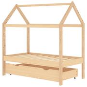 Łóżeczka i kojce - Drewniane łóżko dziecięce z szufladą - 146x77x140  / AAALOE - miniaturka - grafika 1