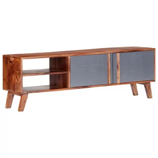 vidaXL Szafka pod TV, szara, 140x30x45 cm, lite drewno sheesham - Szafki RTV - miniaturka - grafika 1