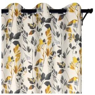 Voppi Zasłona dekoracyjna półzaciemniająca do salonu lub sypialni 140 x 260 cm zasłona na przelotkach w liście i kwiaty - Zasłony - miniaturka - grafika 1