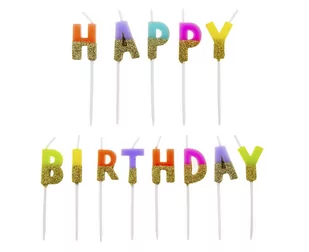 Godan Świeczki pikery napis - Happy Birthday ze złotym brokatem SF-SPHB - Dekoracje i nakrycia stołu na imprezę - miniaturka - grafika 1