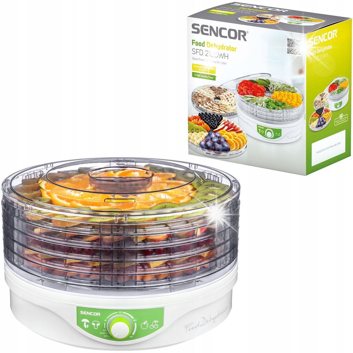 Suszarka Spożywcza do Grzybów Owoców Sencor 250W SFD 2105WH