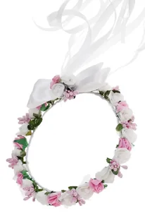 Wianek komunijny jak żywy z różem komunia wianki komunijne do komunii komunijne WK114 - Ozdoby do włosów - miniaturka - grafika 1