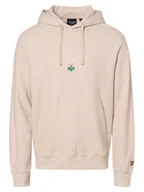 Bluzy męskie - Lyle & Scott Męska bluza z kapturem Mężczyźni Bawełna beżowy wypukły wzór tkaniny, S - miniaturka - grafika 1