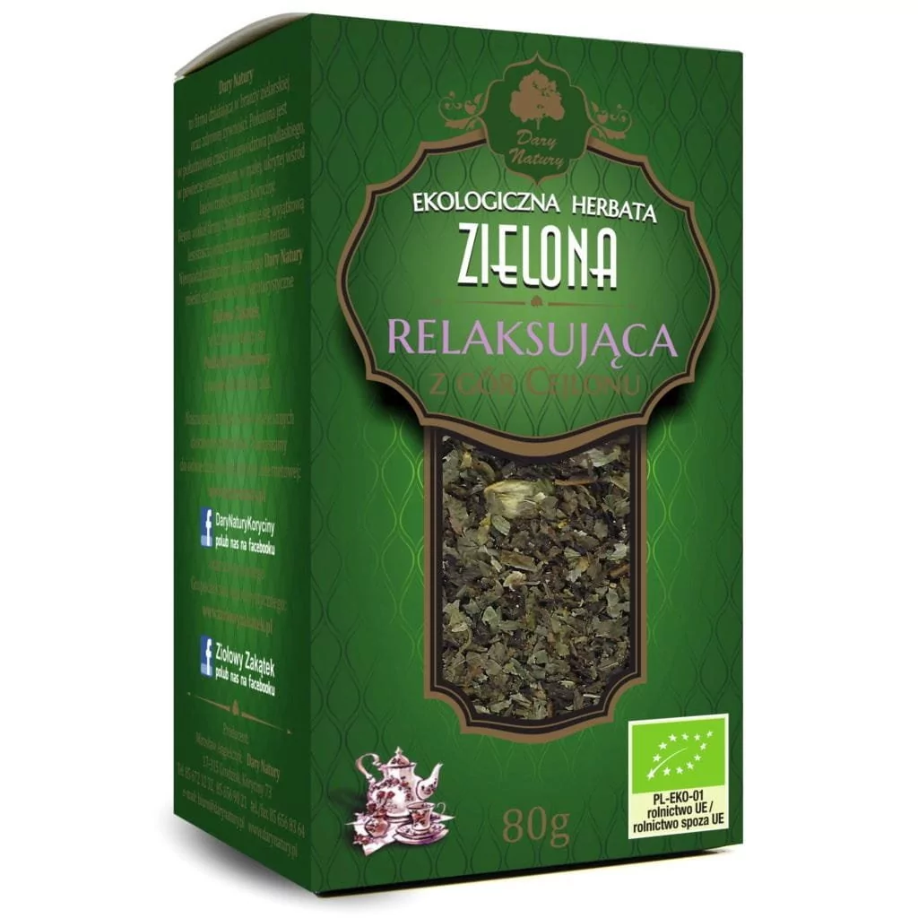 Dary Natury Mirosław Angielczyk, Koryciny 73,17-31 Herbata zielona RELAKSUJĄCA liściasta BIO 100 g 000-843F-20585