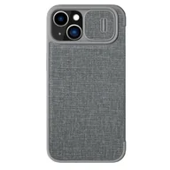 Etui i futerały do telefonów - Nillkin Qin Cloth Pro Case etui do iPhone 14 Plus osłona na aparat kabura pokrowiec obudowa z klapką szary - miniaturka - grafika 1