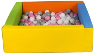 Kwadratowy suchy basen z ekoskóry z 300 piłeczkami (żółty, zielony, niebieski, pomarańczowy/biały, transparentny, pudrowy róż, szary) - Suche baseny - miniaturka - grafika 1