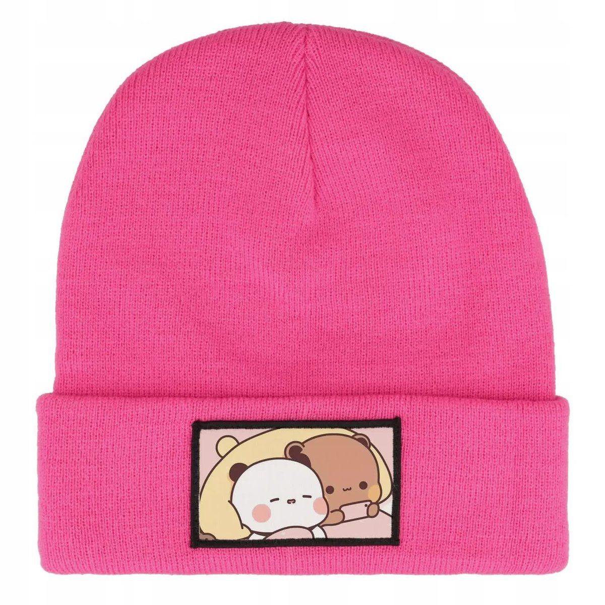 CZAPKA ZIMOWA CIEPŁA RÓŻOWA DZIECIĘCA Z MOTYWEM DUDU I BUBU MIX WZORÓW