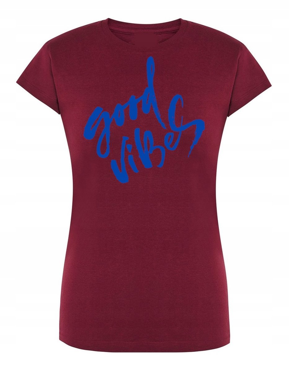 T-Shirt damski nadruk napis GOOD VIBES r. S