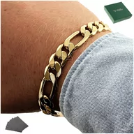 Bransolety męskie - GRUBA MĘSKA BRANSOLETKA FIGARO 24 CM 9 MM SZEROKA SOLIDNA STAL CHIRURGICZNA - miniaturka - grafika 1