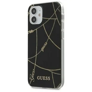 Guess GUHCP12SPCUCHBK iPhone 12 5,4" czarny/black hardcase Gold Chain Collection - Etui i futerały do telefonów - miniaturka - grafika 1