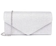Torebki damskie - Srebrna wieczorowa torebka damska elegancka na ramię błyszcząca - miniaturka - grafika 1