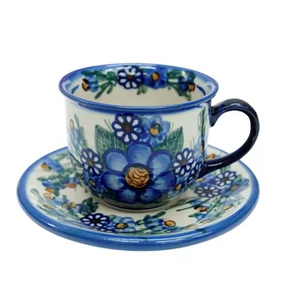 Ceramiczna filiżanka ze spodkiem Ceramika Bolesławiec - Filiżanki - miniaturka - grafika 1