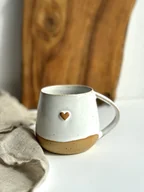 Kubki - Kubek Beczułka ręcznie robiony z sercem 320 ml - Biały - miniaturka - grafika 1