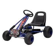 Jeździki dla dzieci - Gokart na pedały dla dzieci jeździk dźwignia regulacja siedzenia niebieski - miniaturka - grafika 1
