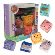 Zabawki sensoryczne - Klocki Sensoryczne Urocze Zwierzaki Kostki Gumowe 6El Montessori Zestaw - miniaturka - grafika 1