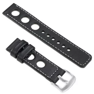 moVear uStrap R1 Skórzany pasek do Garmin Fenix 6X / 5X / 3 - Pro, Plus, Solar (koperta 51mm) z adapterem QuickFit 26mm | Czarny ze srebrnym przeszyci - Akcesoria do pulsometrów i zegarków sportowych - miniaturka - grafika 1