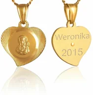 Dewocjonalia - Srebrny Medalik 925 Złocony Matka Boska z Łańcuszkiem Grawer - miniaturka - grafika 1