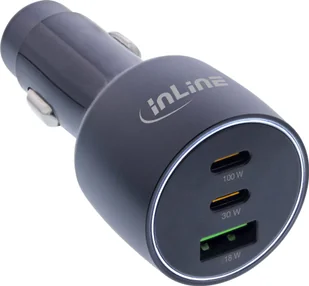 InLine InLine® USB car power adapter Power Delivery, 2x USB-C + QC USB-A, black, max. 100W - Adaptery i przejściówki - miniaturka - grafika 1