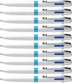 Długopisy - Schneider 138049 Take 4 długopis wielokolorowy (4 kolory, wkłady wymienne, tworzywo sztuczne z recyklingu) biało-jasnoniebieski, 10 sztuk - miniaturka - grafika 1