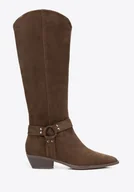 Półbuty męskie - Długie kowbojki ze skóry zamszowej brązowe - miniaturka - grafika 1