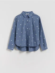 Reserved - Wzorzysta koszula z bawełny - jasnoniebieski - Bluzki dla dziewczynek - miniaturka - grafika 1