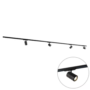QAZQA Nowoczesny system szynowy czarny z 4 punktami 3-fazowymi - Linijka - Lampy sufitowe - miniaturka - grafika 1