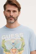 Koszulki męskie - Guess t-shirt bawełniany męski kolor niebieski z nadrukiem M4GI60 K9RM1 - miniaturka - grafika 1