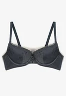 Biustonosze - Granatowy Elegancki Biustonosz Miseczka C z Koronką i Zapięciem na Haftki Mairiel - Renee - miniaturka - grafika 1