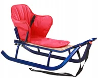 Sanki i ślizgacze - MOCNE SANKI JEE GRANATOWE OPARCIE MATERAC CZERW dla dzieci Polskie Metalowe - miniaturka - grafika 1