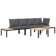 Sofy ogrodowe - vidaXL 4-częściowa sofa ogrodowa z poduszkami czarna aluminium - miniaturka - grafika 1