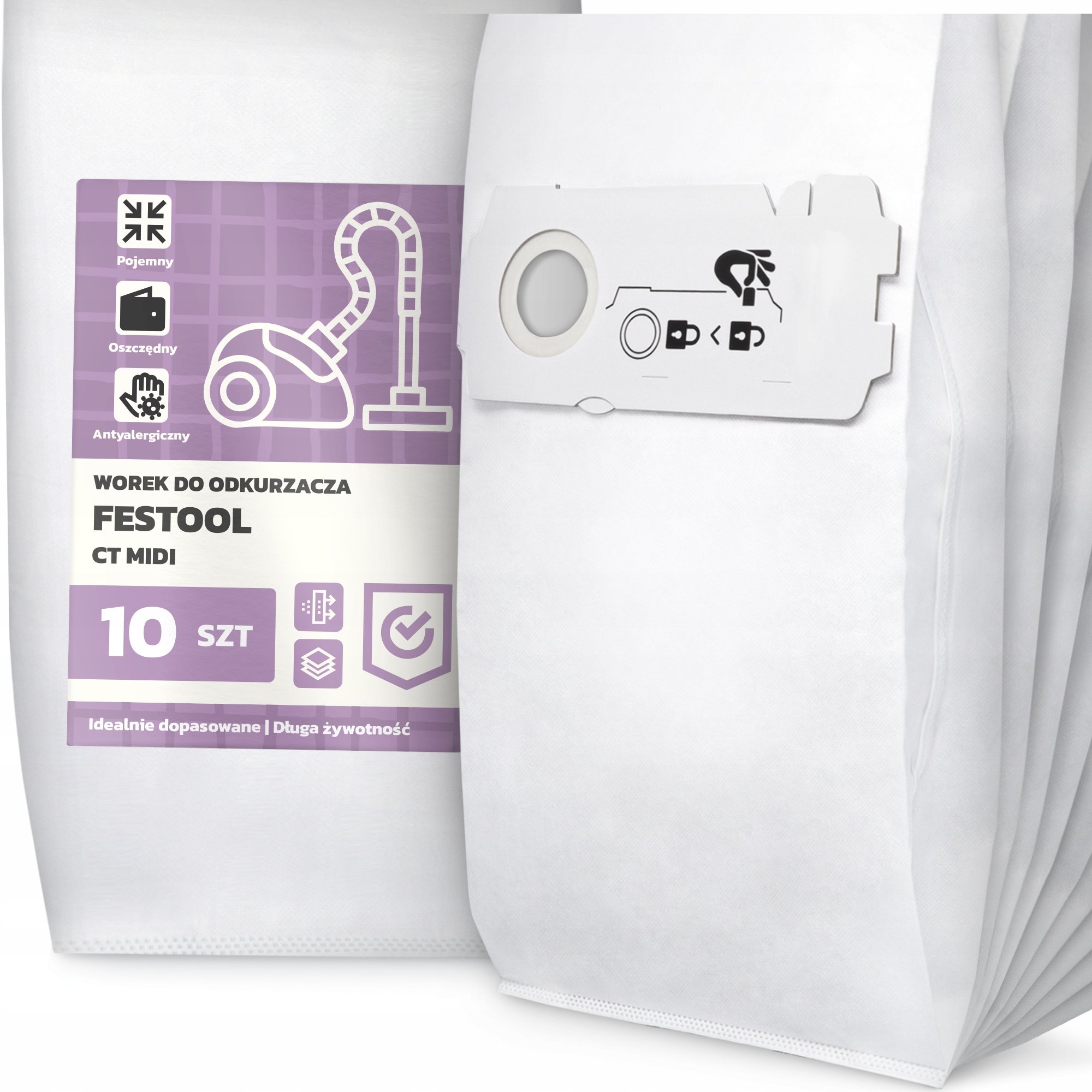 10x Worek do Odkurzacza Festool Ct MIDI Syntetyczny Flizelinowy Worki G9-W