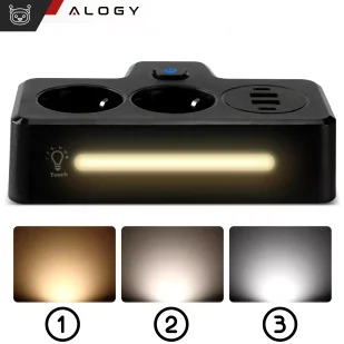 Rozgałęźnik gniazdka Alogy Plug Extender rozdzielacz adapter przedłużacz 2x wtyczka EU + 2x USB + 2x USB-C Czarny - Ładowarki do telefonów - miniaturka - grafika 1