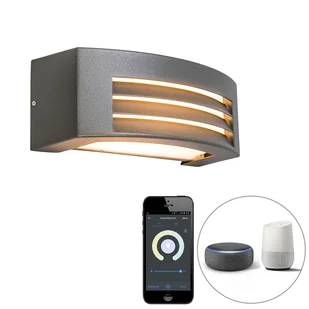 QAZQA Inteligentny kinkiet antracytowy IP44 z Wifi P45 - Hurricane 1 - Lampy ogrodowe - miniaturka - grafika 1