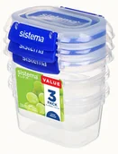 Pojemniki kuchenne - Sistema 881543 pojemnik do przechowywania żywności Owalny 0,4 l Niebieski, Przezroczysty 3 szt. - miniaturka - grafika 1