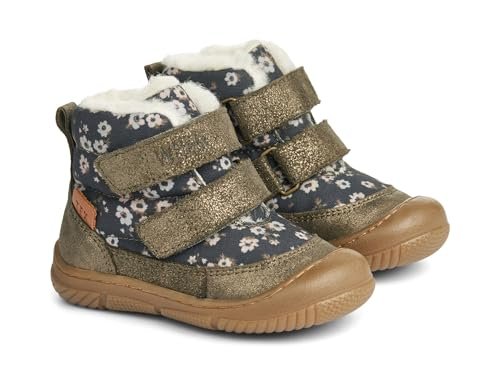 Wheat Unisex dziecięce buty dziecięce Dowi Klett Tex skóra dla niemowląt, 50% nylon z recyklingu, oddychające, wodoodporne buty do nauki chodzenia, 0035 Black Flowers, 25 EU