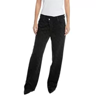 Spodnie damskie - Replay Zelmaa jeansy damskie z szerokimi nogawkami, 098 BLACK, 28W / 28L - miniaturka - grafika 1