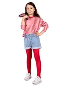 Rajstopy - Rajstopy dziecięce mikrofibra gładkie czerwone 40 DEN 104-110 - miniaturka - grafika 1